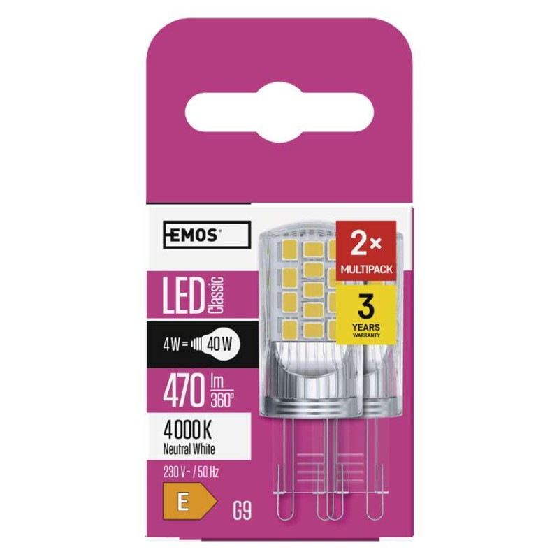 LED žiarovka Classic JC / G9 / 4 W (40 W) / 470 lm / neutrálna biela 10