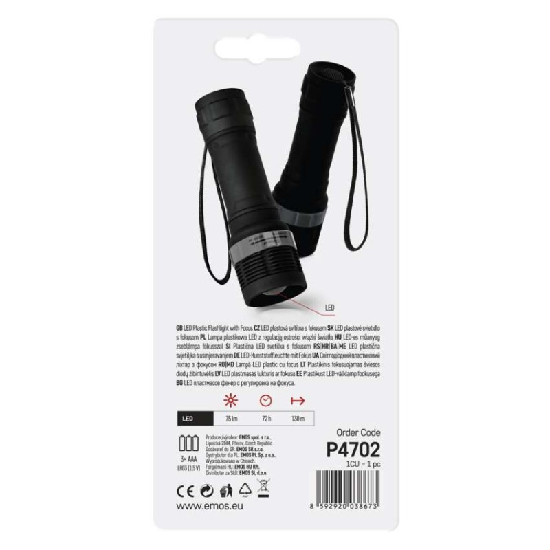 LED ručné svietidlo P4702, 75 lm, 3× AAA, fokus 2