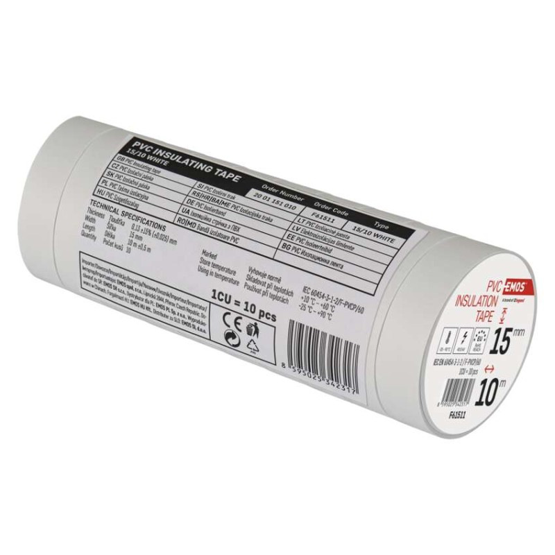 Izolačná páska PVC 15mm / 10m biela 1