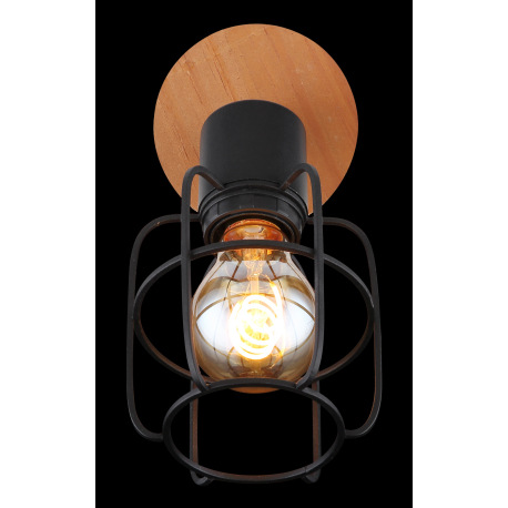 Nástenné svietidlo, kov čierny, drevo hnedé, ŠxV:110x210, H:220, bez žiarovky 1xE27, max. 40W 230V 5