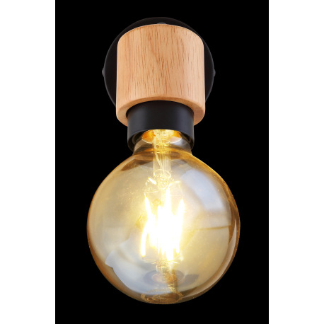 Nástenné svietidlo, kov čierny, svetlé drevo, vypínač, ŠxV: 80x95, H: 145,bez žiarovky 1xE27, max. 4 12