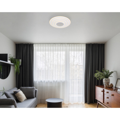 Stropné svietidlo, kov biely, akryl biely, plast pochrómovaný 3D efekt, stmievateľné, niekoľko úrovn 11