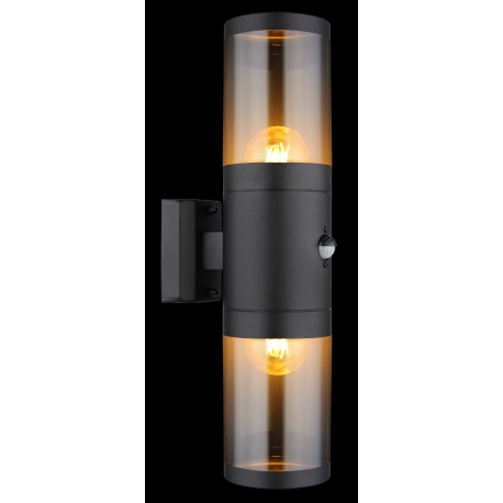 Vonkajšie svietidlo nerezová oceľ čierna matná, plast dymovej farby, smer svetla: hore a dole, vráta 2