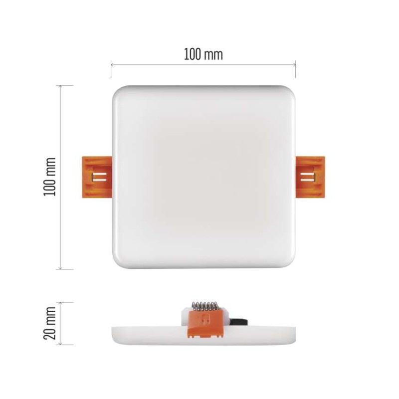 LED panel VIXXO 100×100, štvorcový vstavaný biely,7,5W neutr.b.,IP65 2