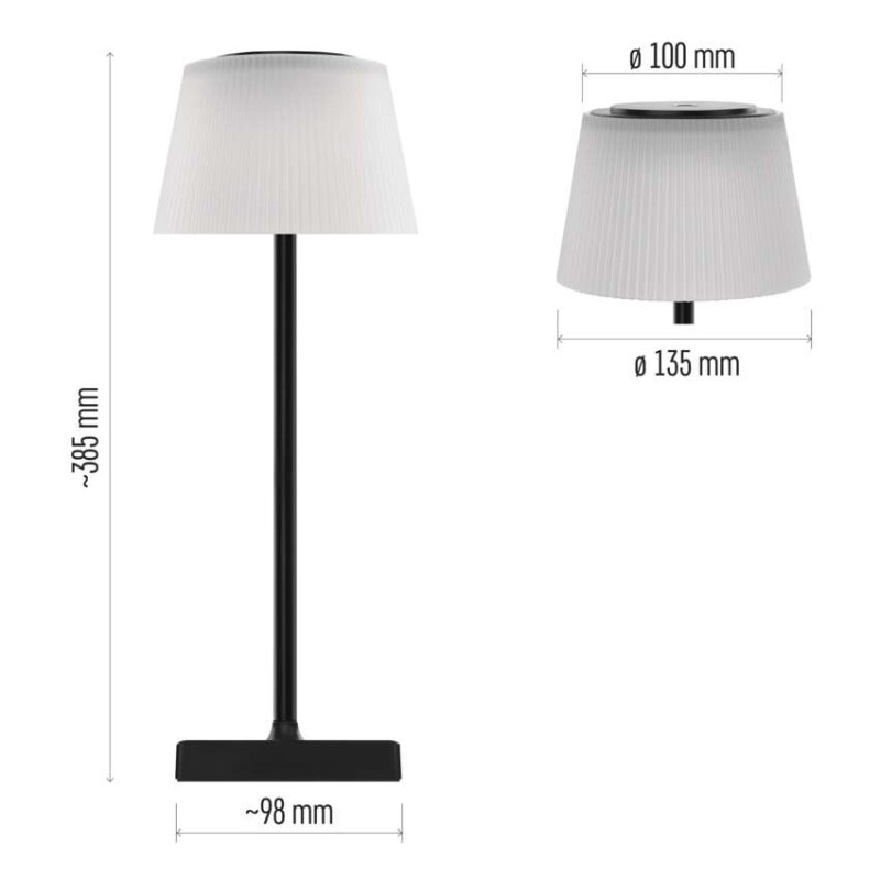 LED stolná lampa KATIE, dobíjacia, čierna 1