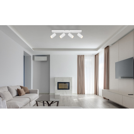 Stropné svietidlo, kov biely, chrómový, DxŠxV:560x60x120mm, bez žiaroviek 4x GU10, max. 35W 230V 11