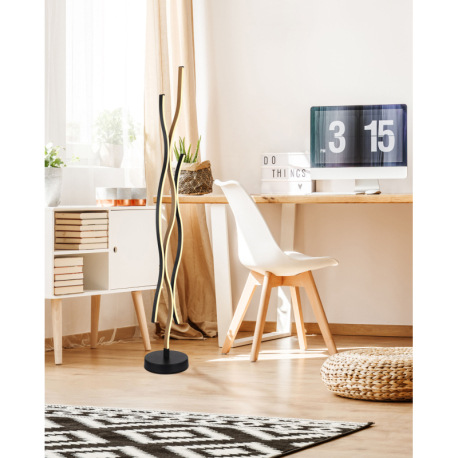 Stojacia lampa kov čierny matný, plast biely, hliník čierny matný, hliník imitácia dreva, kábel PVC 9