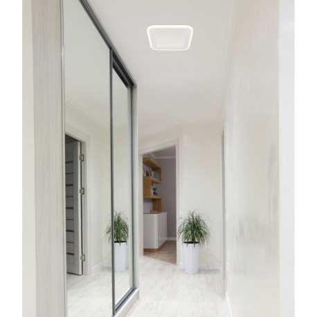 Stropné svietidlo, kov biely, plast, zrkadlový 3D efekt, akryl biely, DxŠxV: 230x230x40mm, vrátane L 10