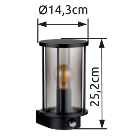 Vonkajšie svietidlo z nehrdzavejúcej ocele čiernej matnej farby, sklo dymovej farby, kovové tyče čie 18