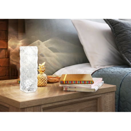 Nabíjateľná stolová lampa číry plast s krištáľovým efektom, dotykové zapnutie/vypnutie, stmievateľná 15