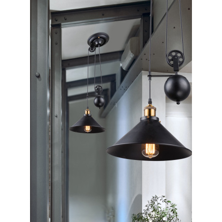 Závesné svietidlo, kov čierny, stará mosadz, výškovo nastaviteľné, 90-180 cm, Ø300 V:1800, bez žiaro 2
