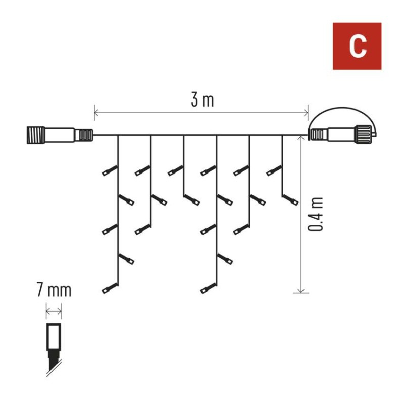 Premium LED spojovacia reťaz preblikávajúca – cencúle, 3 m, vonkajšia, teplá biela 5