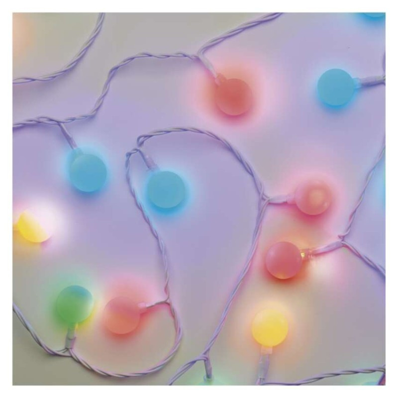 LED svetelná cherry reťaz – guličky 2,5cm, 4m, vonkajšia aj vnútorná, multicolor, časovač 4
