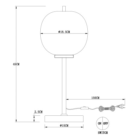 Stolová lampa, kov mosadz, sklo, s vypínačom na kábli, ø: 185mm, V:450mm, dĺžka kábla 1500mm, bez ži 17