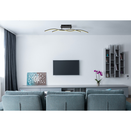 Stropné svietidlo, kov čierny, grafit, plast opál, DxŠxV: 880x80x155mm, vrátane LED 20W 230V, zdroj 1