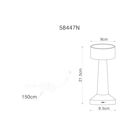 Nabíjateľná stolová lampa, plast nikel, plast biely, dotykové zapnutie/vypnutie, plynulé dotykové st 11
