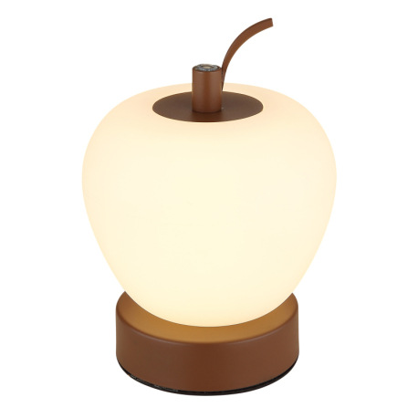 Nabíjateľná stolová lampa, hnedý matný kov, plast biely, čierny PVC kábel, dotykové zapnutie/vypnuti 4