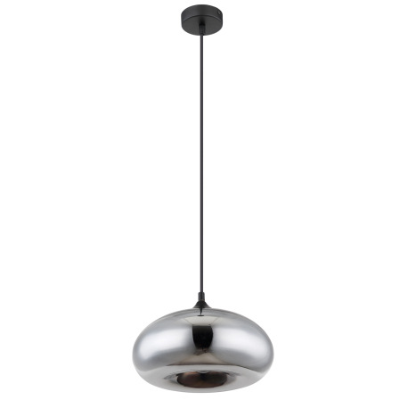 Závesné svietidlo, kov čierny, sklo chrómovej farby, Ø280, V:1200, bez žiarovky 1xE27, max. 60W 230V 2