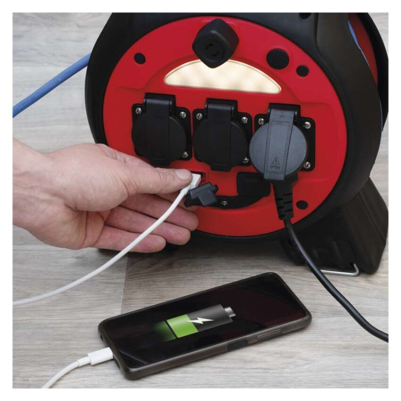 Špeciálny predlžovací kábel na bubne 20 m / 3 zásuvky / PVC / 230 V / 1,5 mm2 4