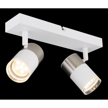 Nástenné svietidlo, kov biely, hliník nikel matný, hliník biely, plast transparentný, DxŠxV: 260x60x 2