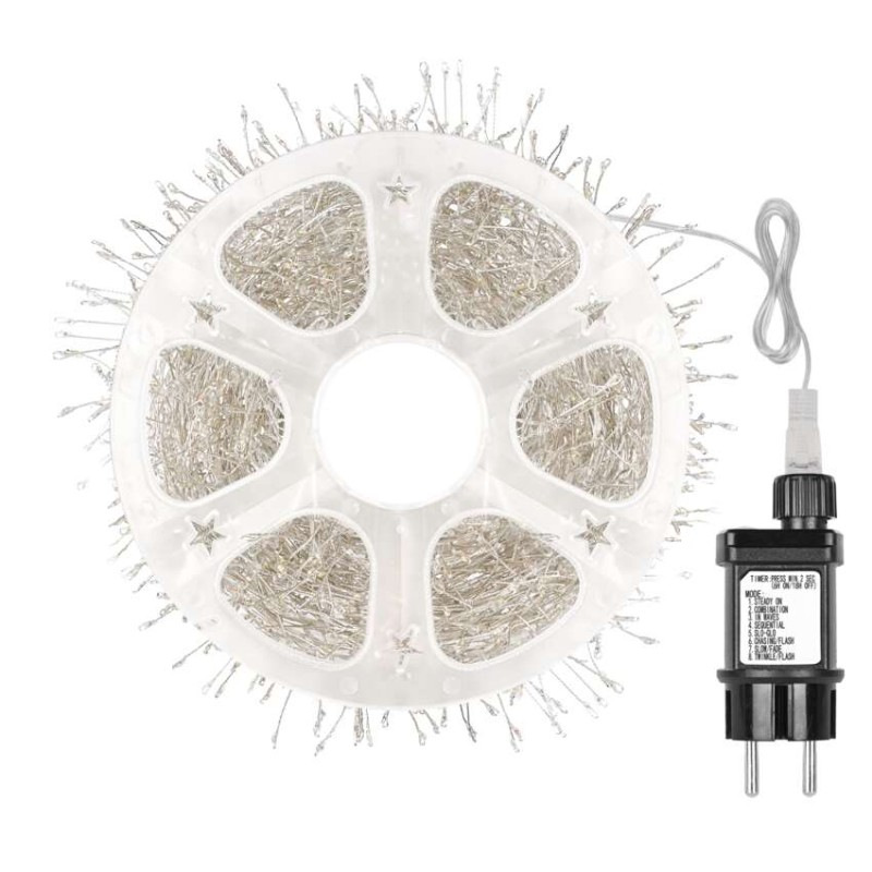 LED nano reťaz na cievke, strieborný, 9,6 m, multicolor, časovač 12