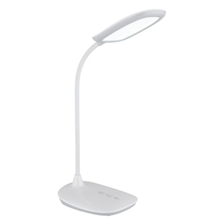 Stolové svietidlo, plast biely a satin., matný biely silikón, dotykové zapnutie/vypnutie/plynulé stm 14