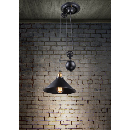 Závesné svietidlo, kov čierny, stará mosadz, výškovo nastaviteľné, 90-180 cm, Ø300 V:1800, bez žiaro 6