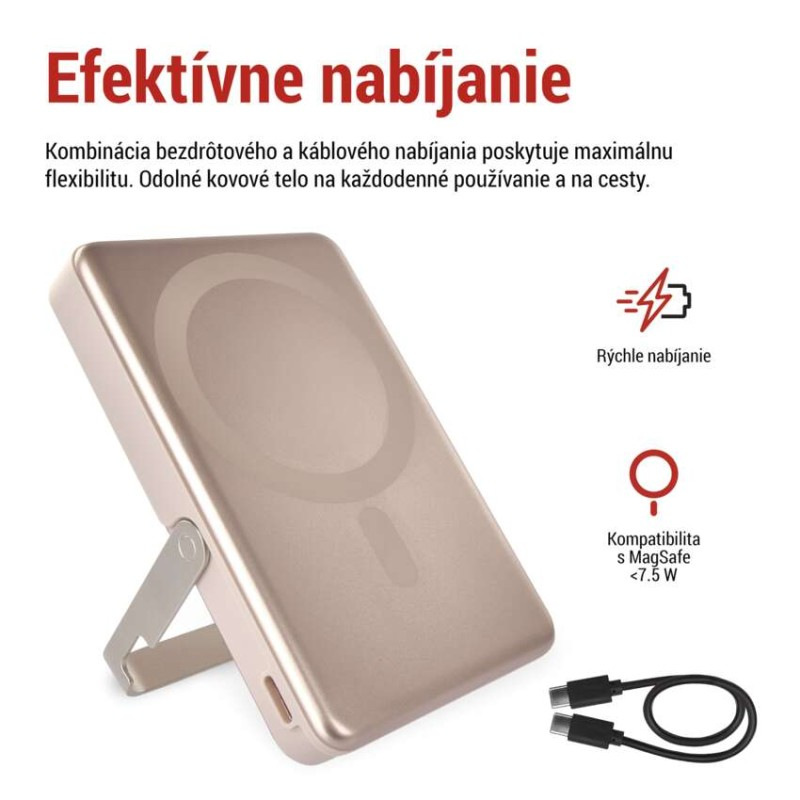 Power bank EMOS WI 1031, 10 000 mAh, 20 W + wireless, ružovo-zlatá 3