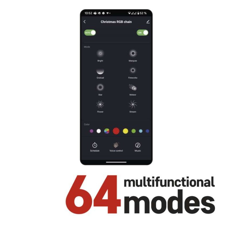 GoSmart LED vianočná reťaz, 12 m, vonkajšia aj vnútorná, RGB, programy, časovač, WiFi 9