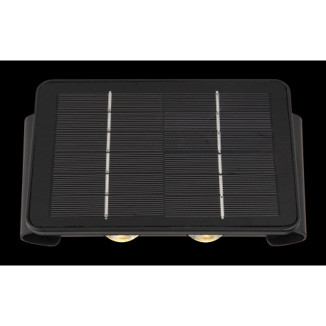 Solárne svietidlo, plast čierny, priehľadný, vypínač, svieti smerom hore a dole, akumlátor CR18650 1 5