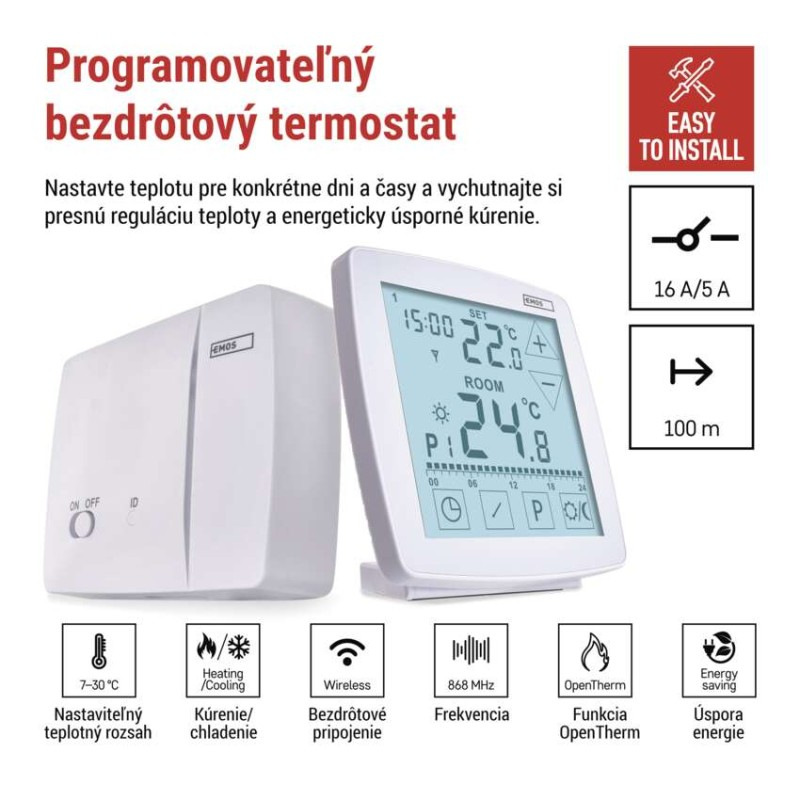 Izbový programovateľný bezdrôtový OpenTherm termostat P56A11 1
