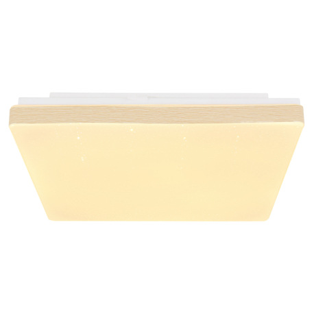 Stropné svietidlo, kov biely, plast imitácia dreva, plast opál, trblietavý efekt, DxŠxV:330x330x60, 2