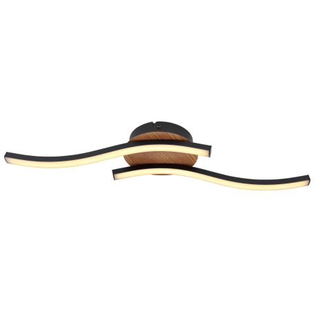 Stropné svietidlo, kov čierny, imitácia dreva, akryl biely, DxŠxV: 510x130x75, vrátane 1xLED 12W 230 3