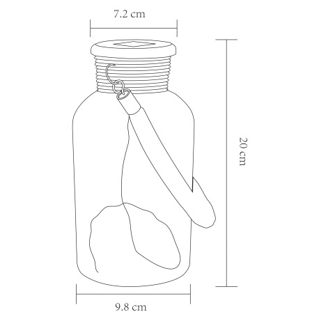 Solárne svietidlo, plast so vzhľadom dreva, priehľadné sklo, konopné lano hnedé, na zavesenie alebo 6