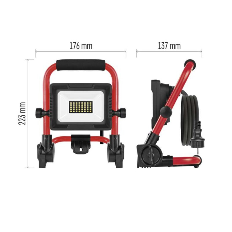 LED reflektor ELION 20W, červeno-čierny, IP65, 3000 lm, neutrálna biela 4