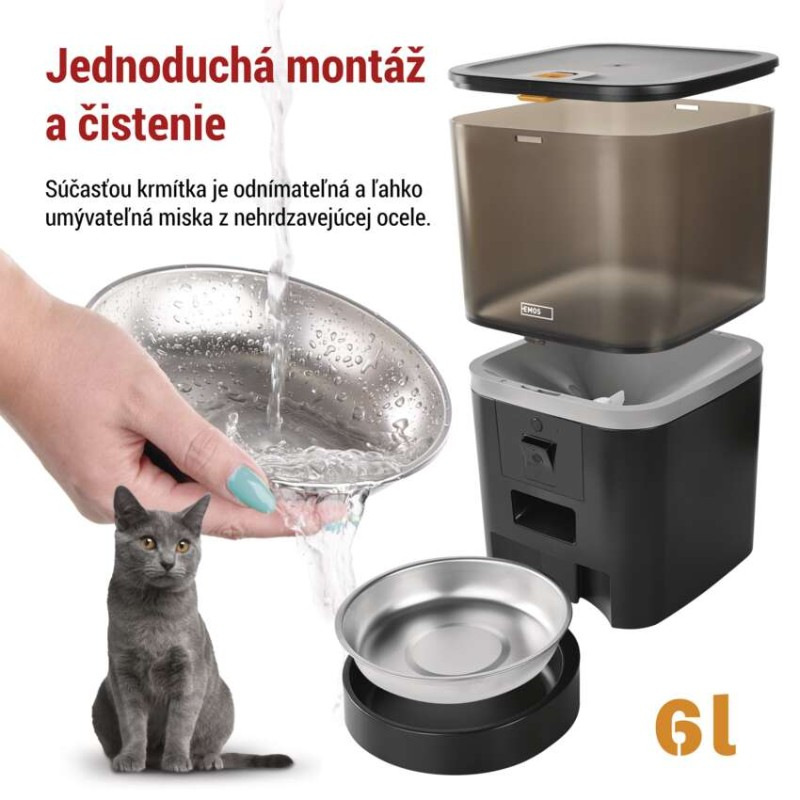 GoSmart dávkovač krmiva Pet Care s kamerou, 6 l, čierny, Wi-Fi 2
