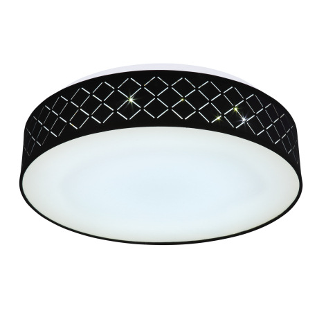 Stropné svietidlo, kov biely,textil čierny,akryl opál,pamäťová funkcia,nočné svetlo,stmievateľné,dia 7