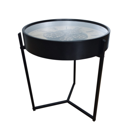 Konferenčný stolík, čierny kov, sklenená doska, ø: 490 mm, V: 570 mm 5