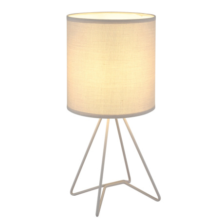 Stolové svietidlo, kov sivý, textil sivý, kábel PVC biely, kolískový vypínač na kábli, ø: 160mm, V: