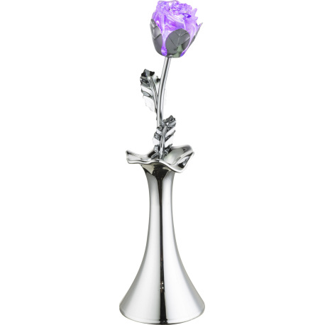 Stolová lampa, chróm, akryl, váza s ružičkou, vypínač, zmena farby svetla, bez batérií 3xAAA 1.5V, Ø 20