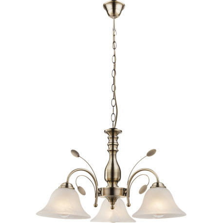 Závesné svietidlo, mosadz, sklo biele alabaster, Ø 600, V: 1000, bez žiaroviek 3xE27, max. 60W 230V.