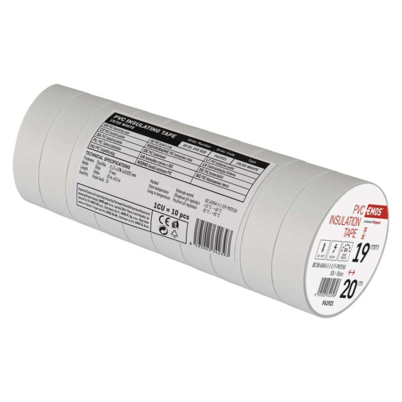 Izolačná páska PVC 19mm / 20m biela 1