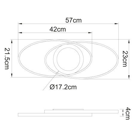 Stropné svietidlo, kov čierny, plast opál biely, trblietavý efekt, DxŠxV:570x230x40, vrátane 1xLED 2 12