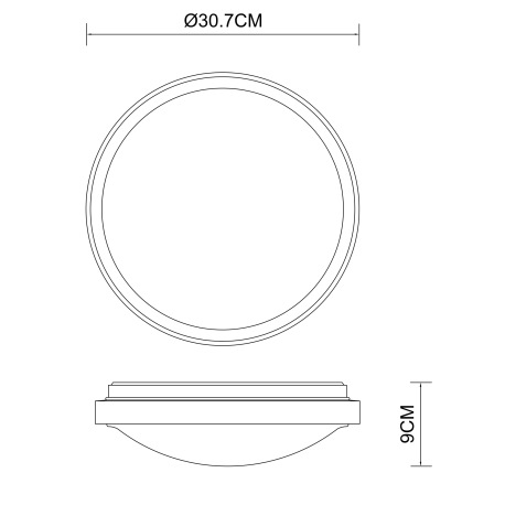 Stropné svietidlo, kov čierny, drevo hnedé, akryl biely, ø: 307mm, V:90mm, vrátane LED 12W 230V, 120 10