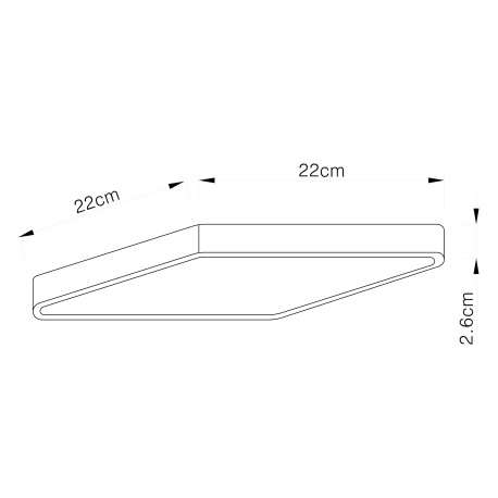 Stropné svietidlo, hliník čierny, akryl opál satinovaný, DxŠxV: 220x220x26, vrátane 1xLED 28W 230V, 14