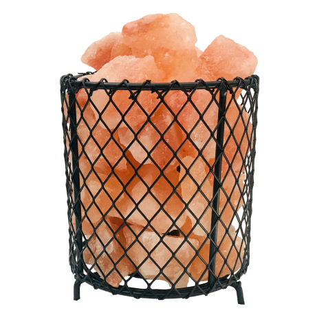 Stolná lampa kov čierny matný, soľný kryštál prírodnej farby, kábel PVC čierny, vypínač na kábli, cc 3