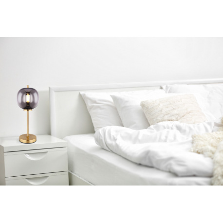 Stolová lampa, kov mosadz, sklo, s vypínačom na kábli, ø: 185mm, V:450mm, dĺžka kábla 1500mm, bez ži 10