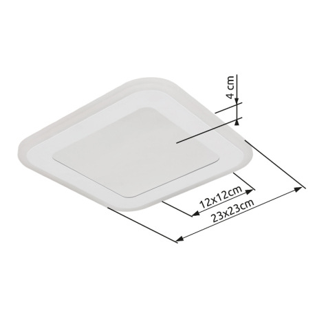 Stropné svietidlo, kov biely, plast, zrkadlový 3D efekt, akryl biely, DxŠxV: 230x230x40mm, vrátane L 9