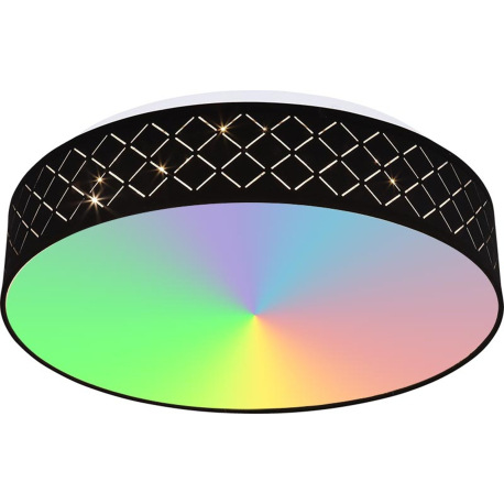 Stropné svietidlo, kov biely,textil čierny,akryl opál,pamäťová funkcia,nočné svetlo,stmievateľné,dia 12