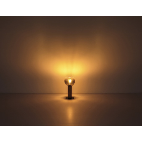 Stropné svietidlo kov čierny matný, MDF, imitácia tmavého dreva, dymové sklo, ø: 380mm, V: 300mm, be 5